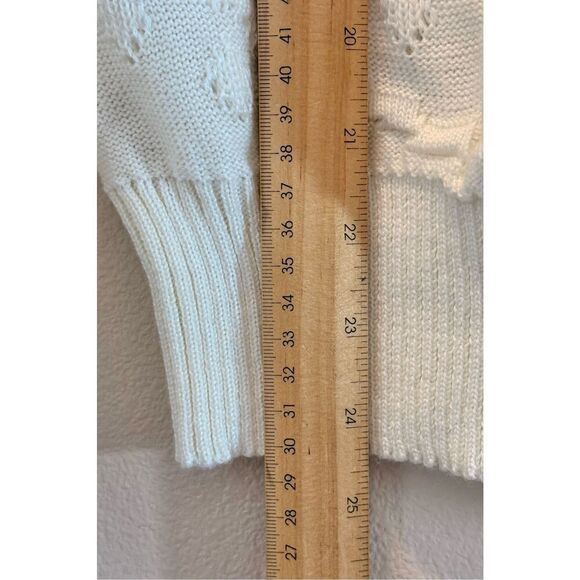 Vintage Nils 80's Cable Knit Wool Blend 1/4 Zip Up Off White Sweater Women's L - Picture 7 of 9